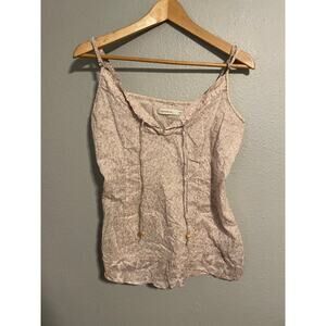 Womens Tank Top Size 40 US 12 Pink Floral Sheer Tassel Feminine Fairy Y2K